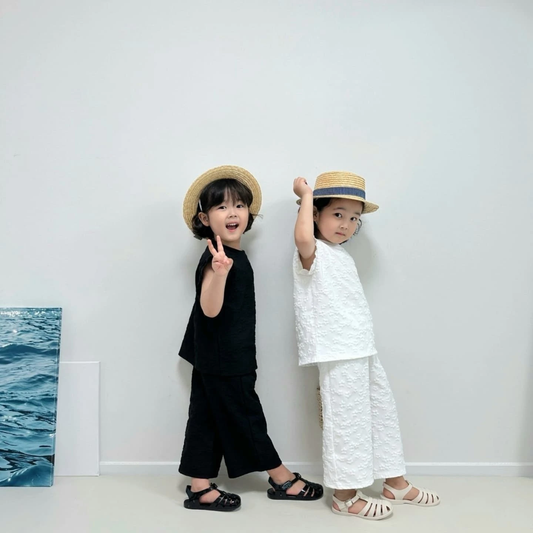 Milki Summer Embossed Top and Bottom Set